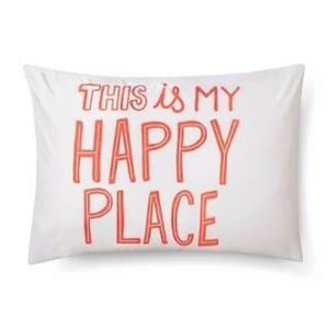New Standard Pillow Cases "This is My Happy Place" Orange and White